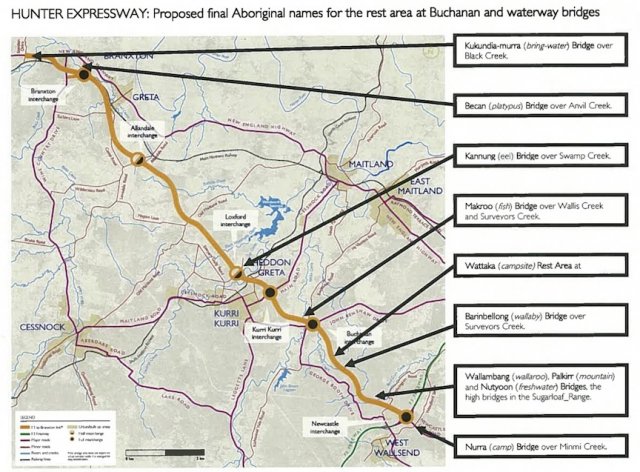 Hunter Expressway proposed Aboriginal place names - 2014